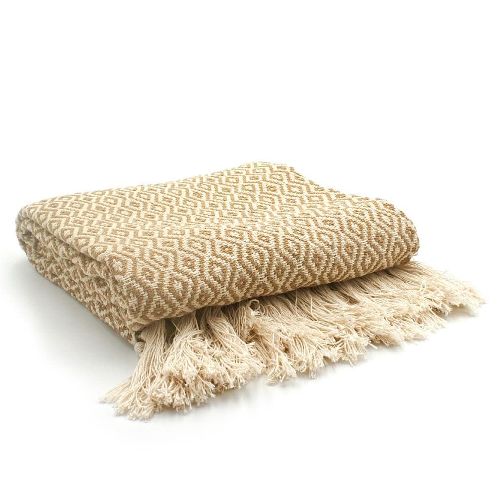 Plaid en coton 79x53'' - Beige