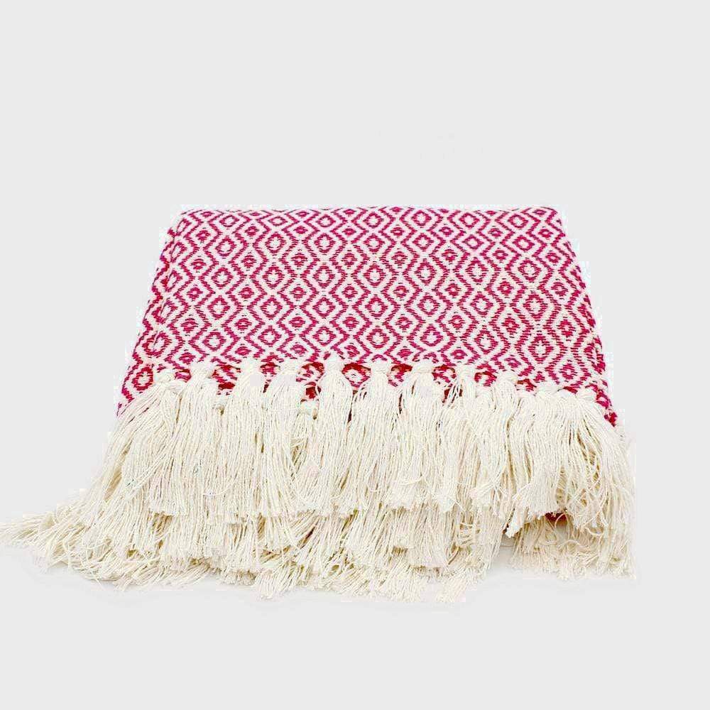 Plaid en coton 79x53'' - Rose
