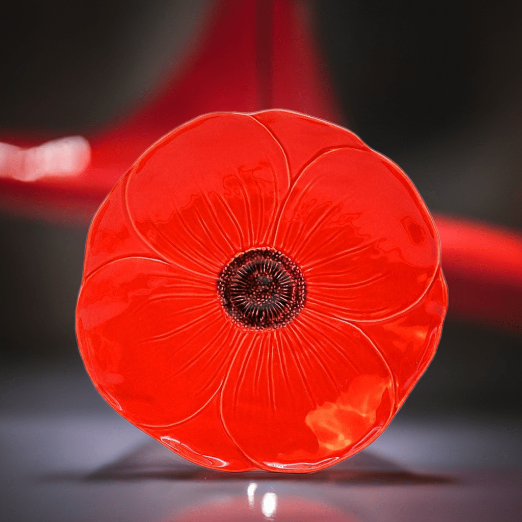Poppy-shaped Ceramic Dinner Plate - Red