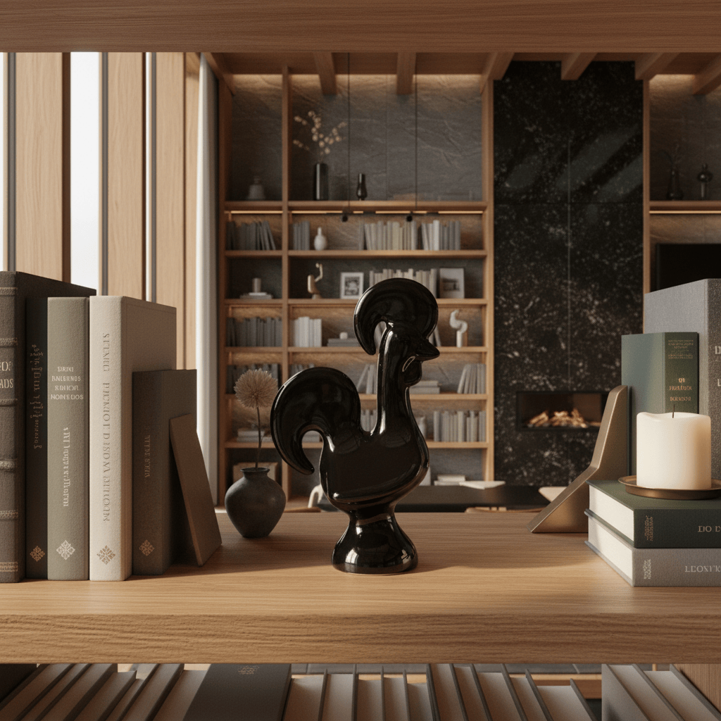 Portuguese Ceramic Rooster - Black