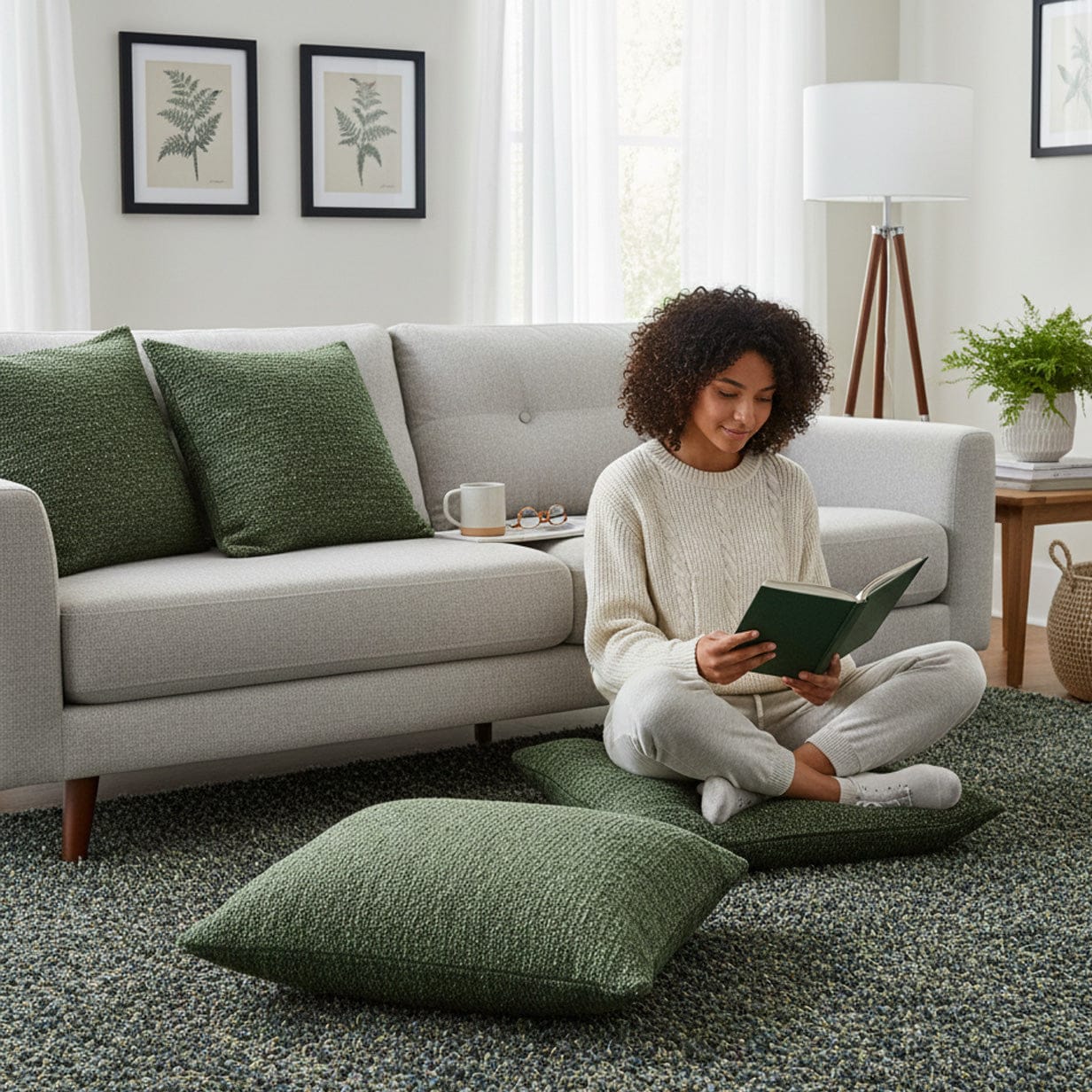 Portuguese Handmade Oversized Pillow Cover - Dark Green