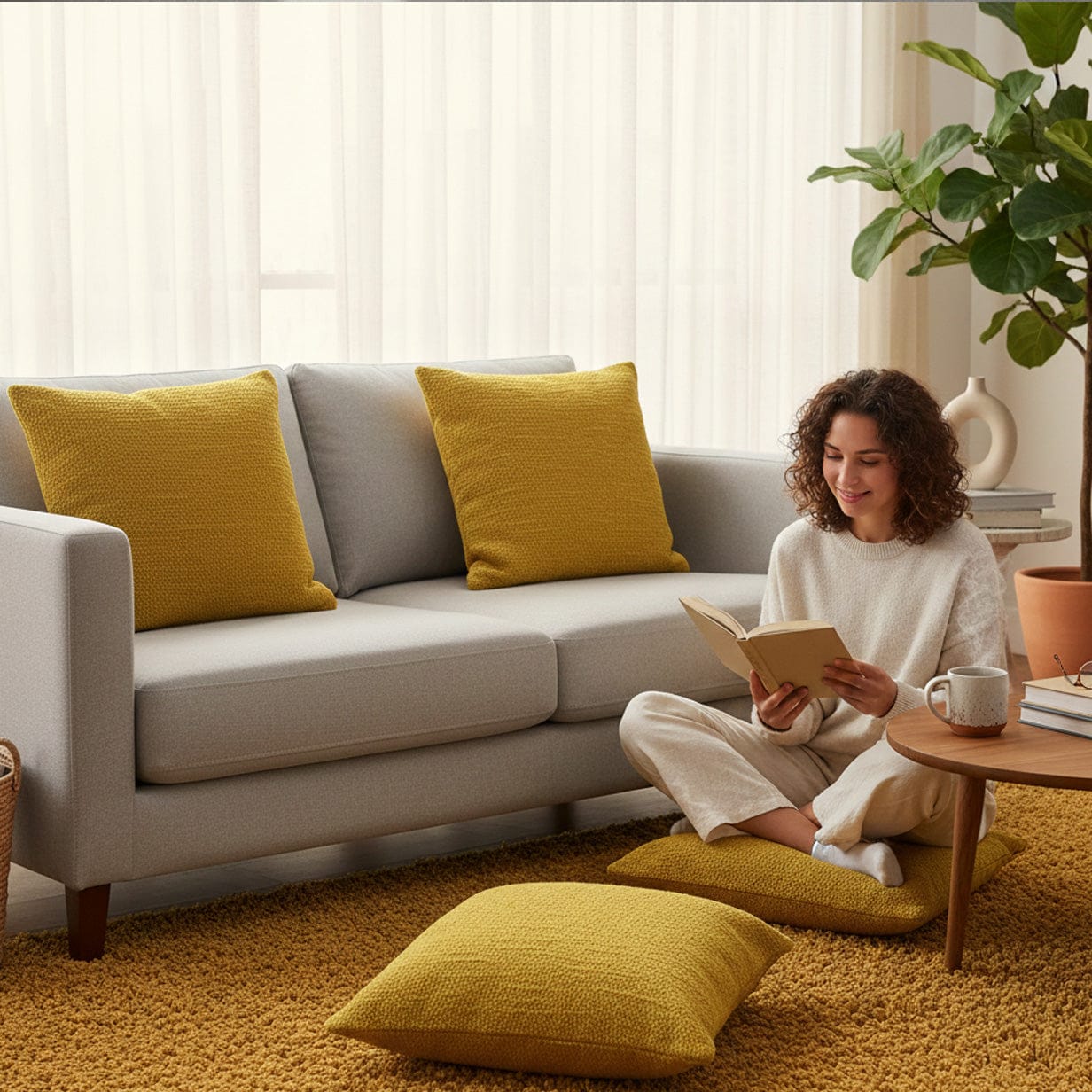 Portuguese Handmade Oversized Pillow Cover - Yellow