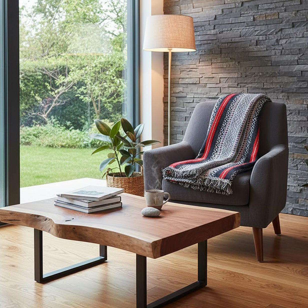 Portuguese Style fringed Blanket - Black