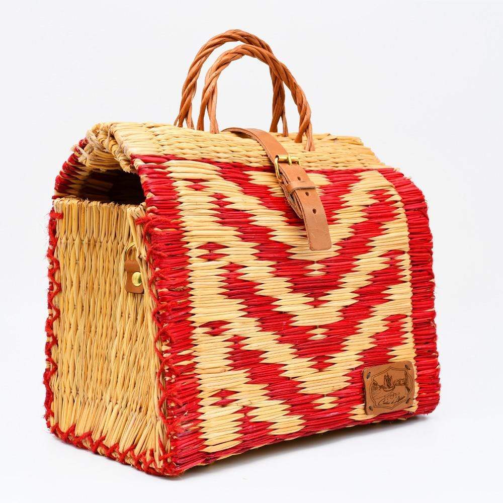 Reed Shopping Bag - 10.2'' - Red & Natural