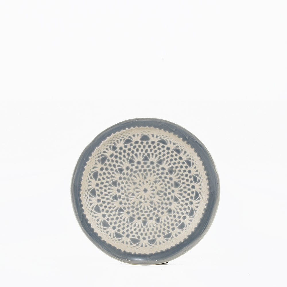 Renda I Handmade Ceramic Bread / Butter Plate - Grey Motif 2
