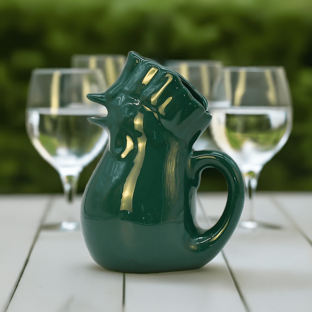 Rooster-Shaped Ceramic Pitcher - Green