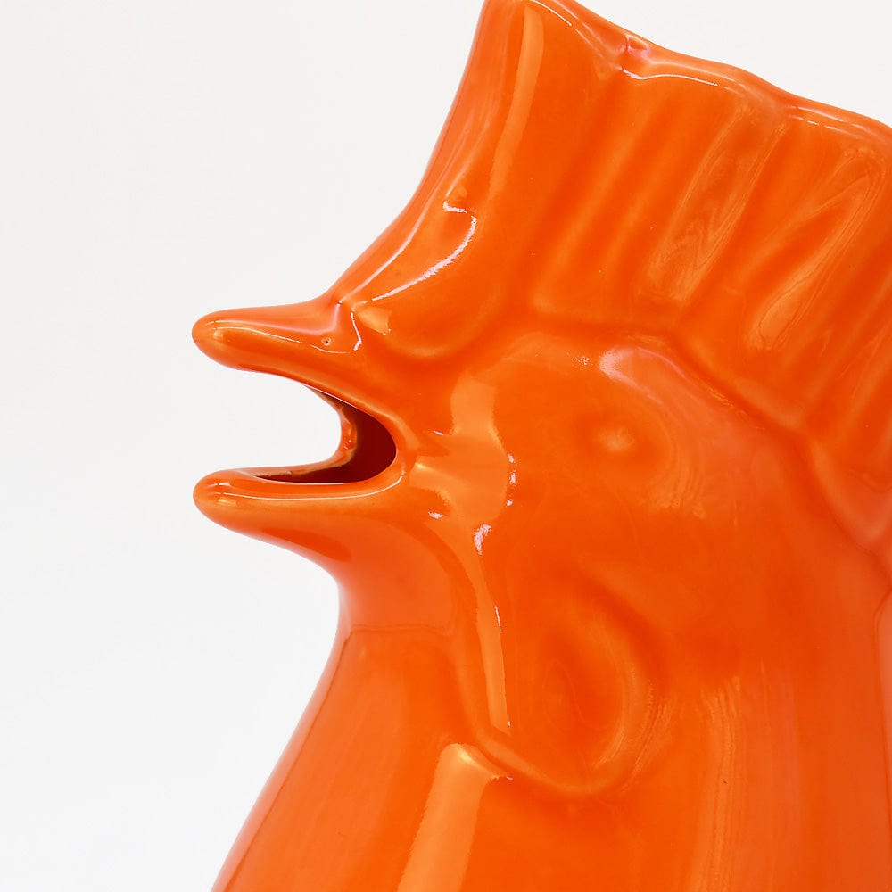 Rooster-Shaped Ceramic Pitcher - Orange