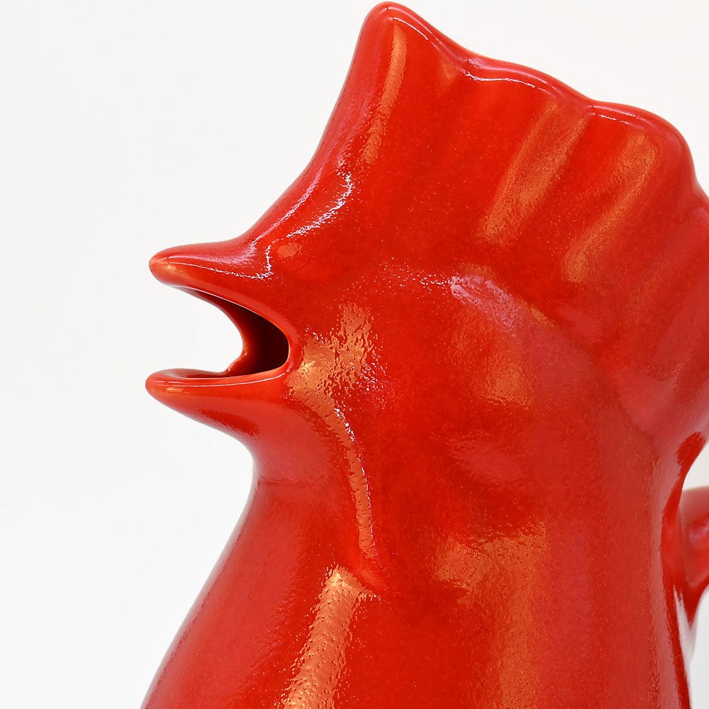 Rooster-Shaped Ceramic Pitcher - Red