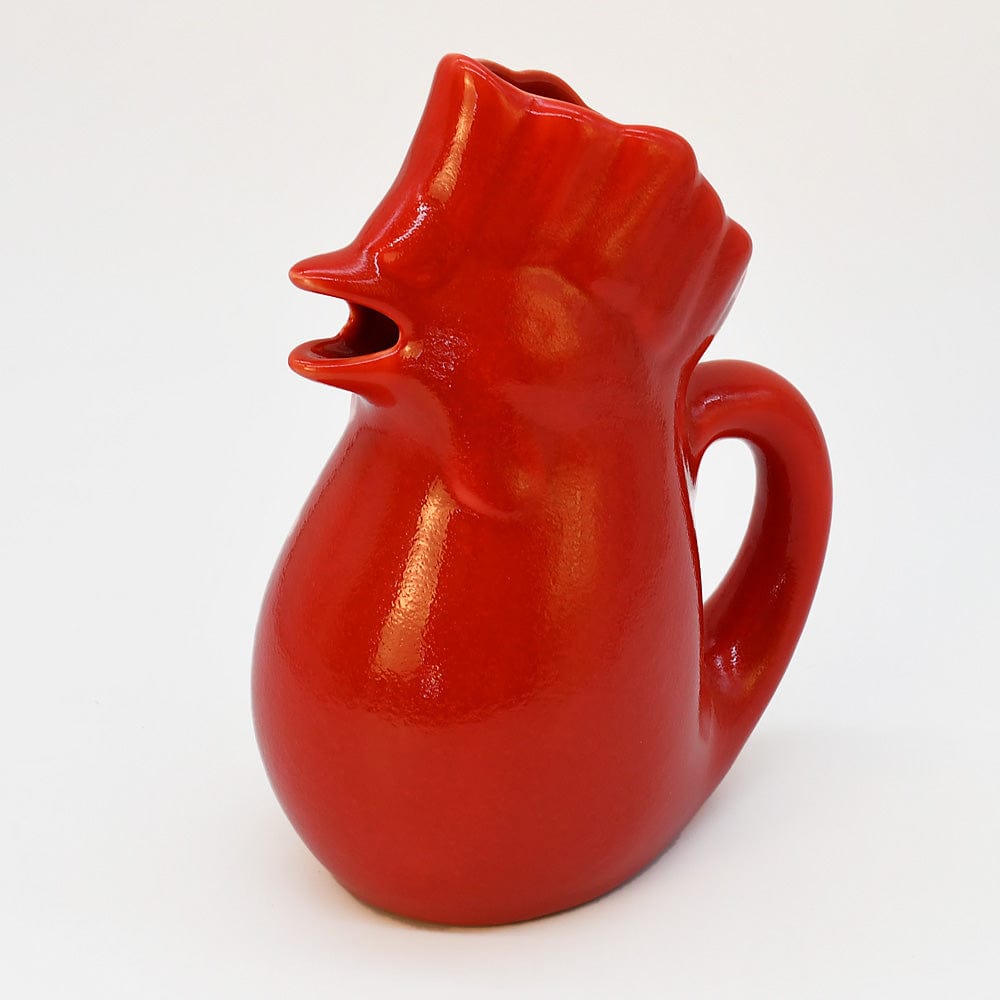Rooster-Shaped Ceramic Pitcher - Red