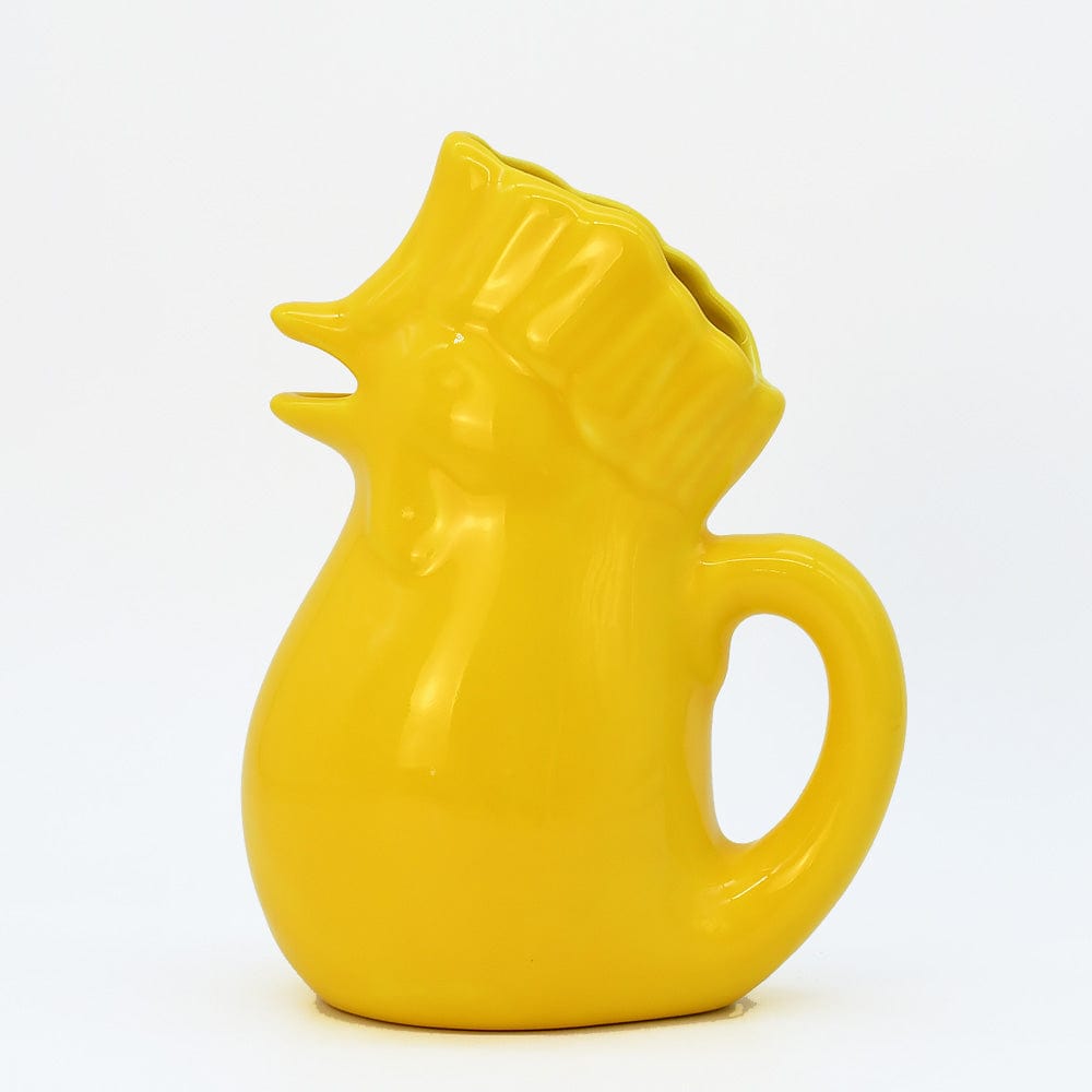 Rooster-Shaped Ceramic Pitcher - Yellow