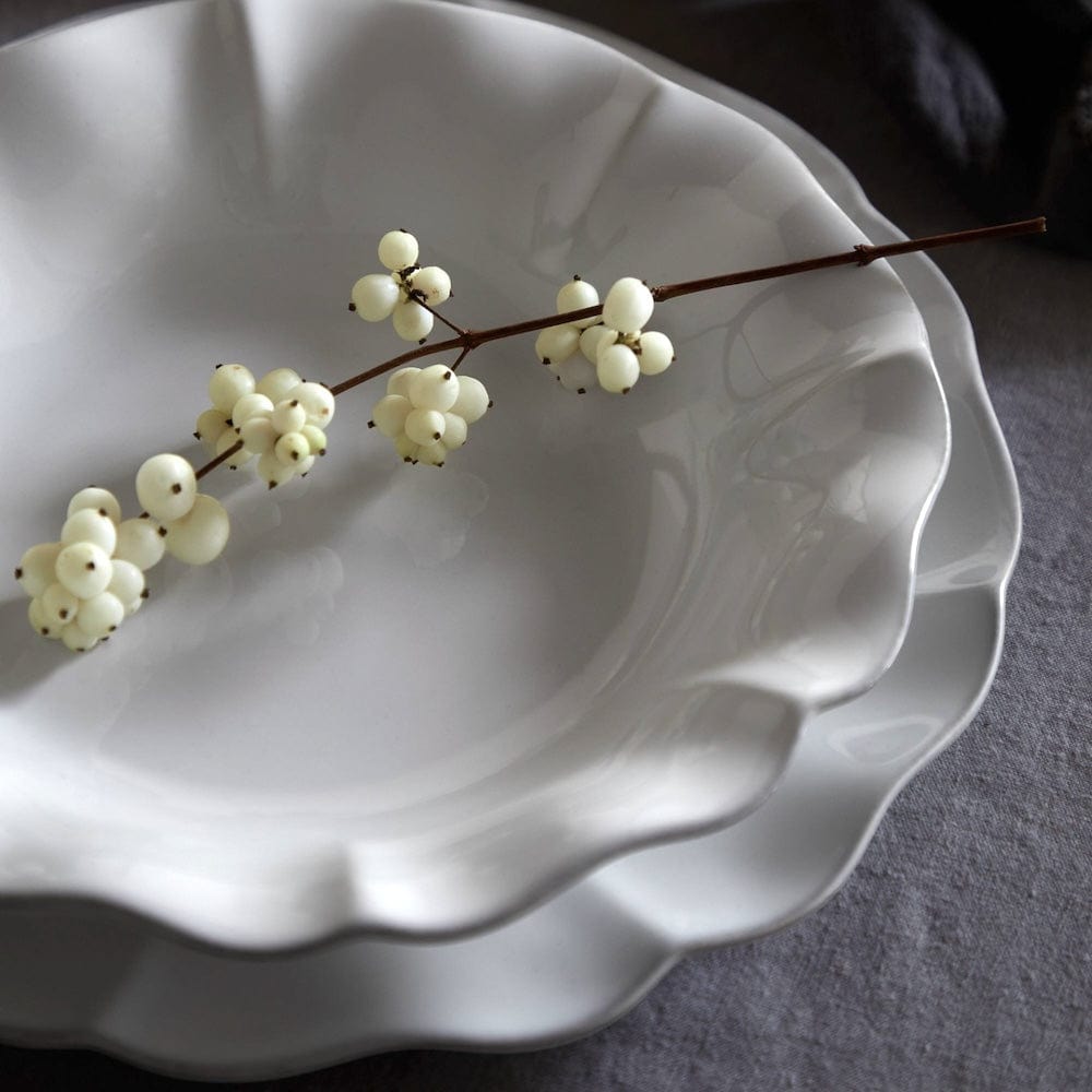 Rosa I Fine Stoneware Pasta Plate - White