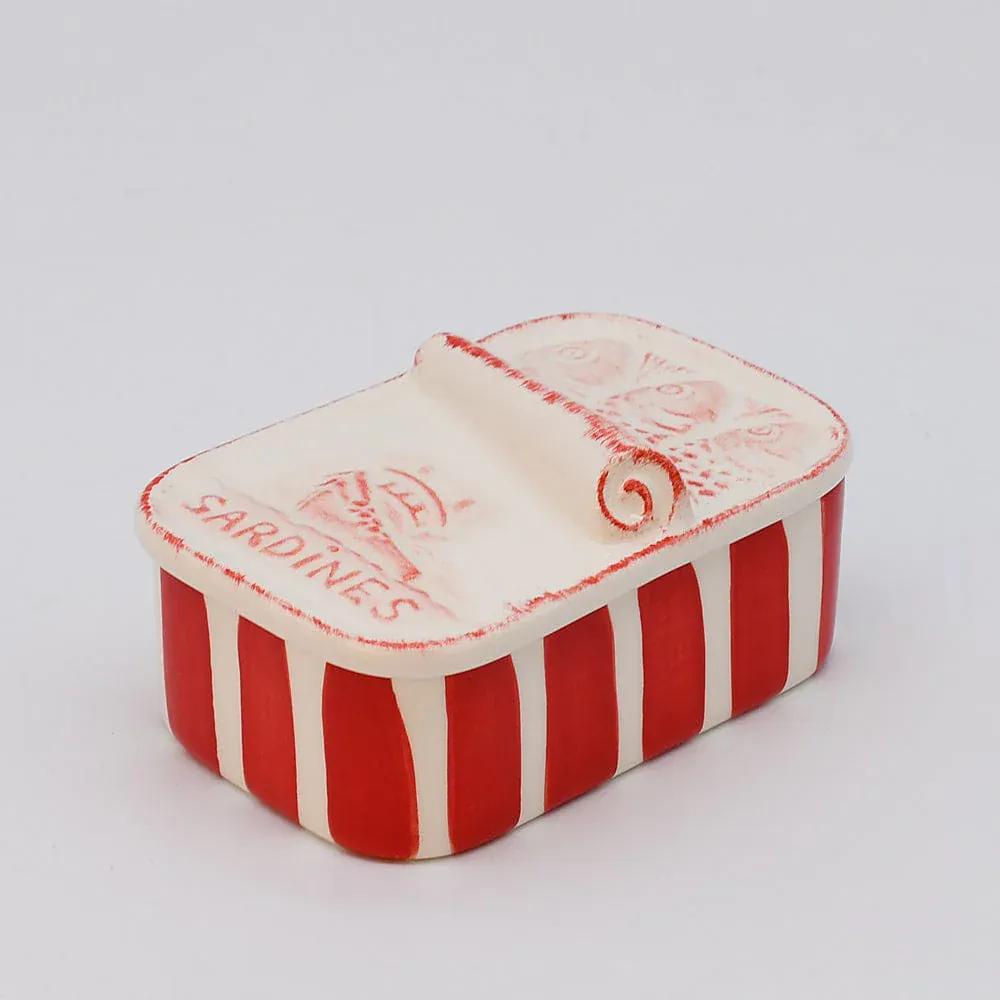 Sardinhas I Striped Ceramic Box - Red