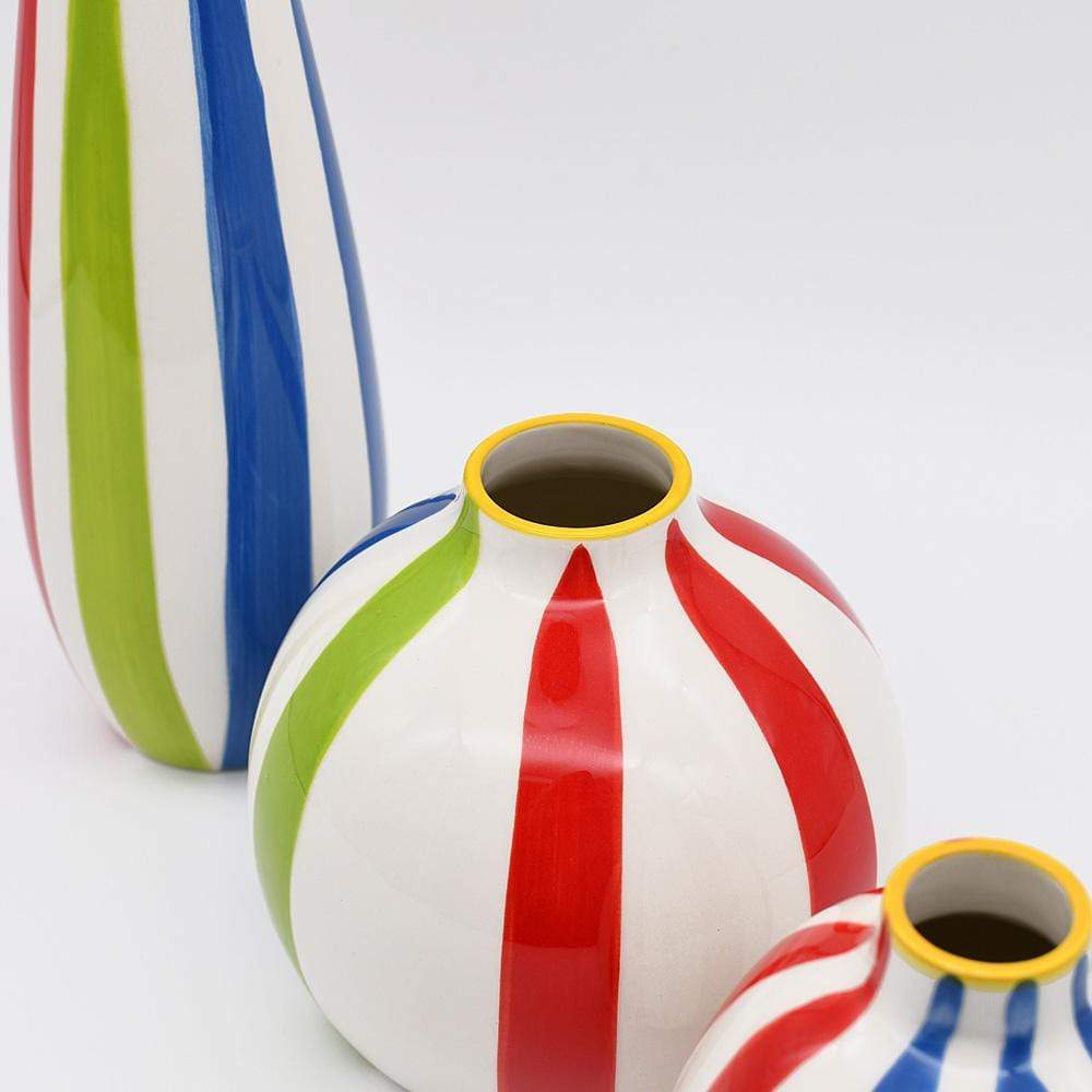 Set of 3 Ceramic Vases - Multicolored