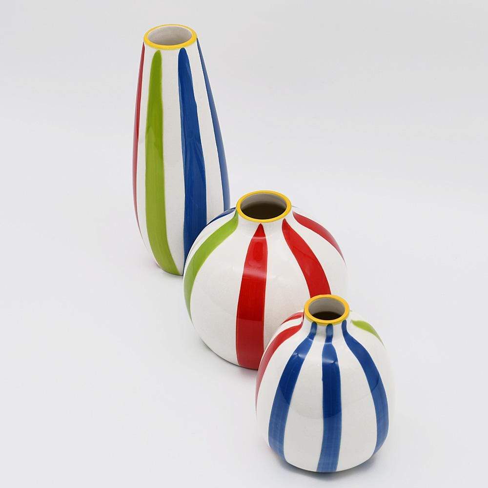 Set of 3 Ceramic Vases - Multicolored