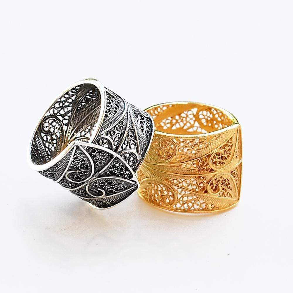 Wide filigree ring