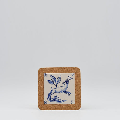 Animais do bosque I Ceramic and Cork Trivet - 5.9" (3 patterns)