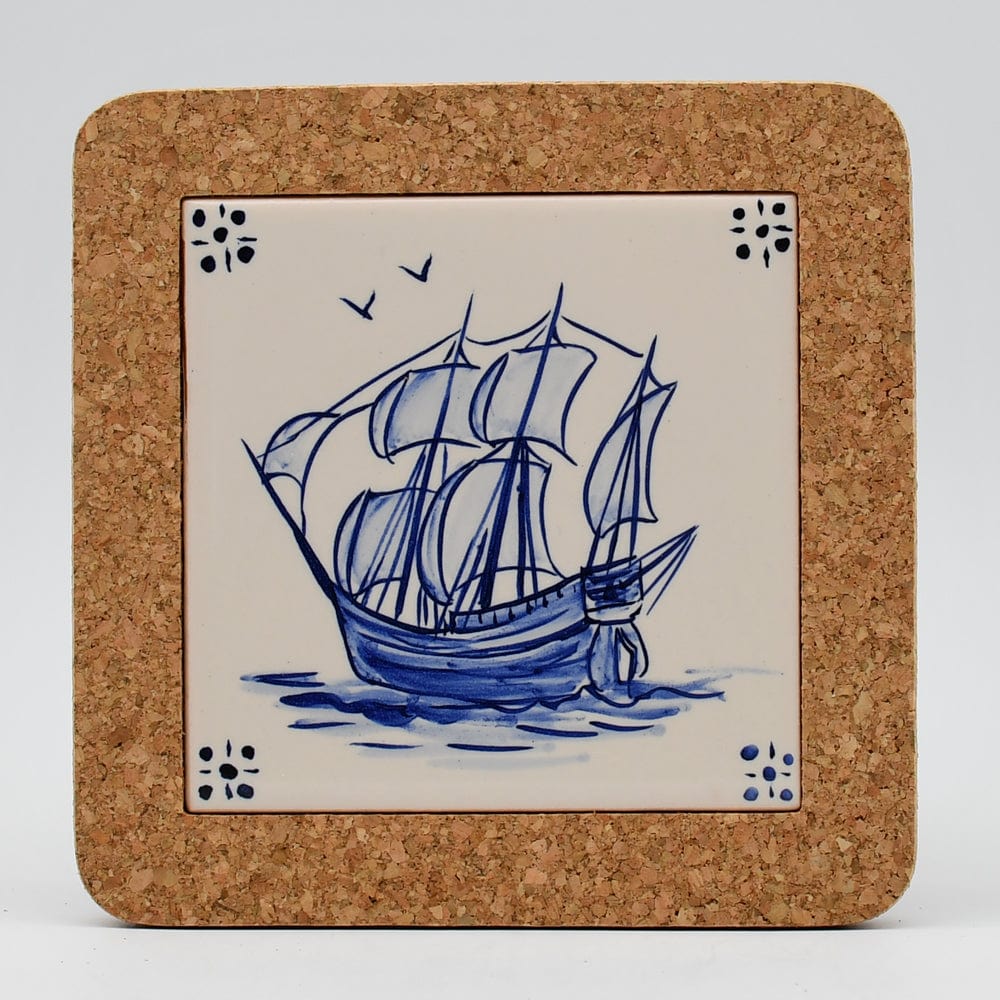 Azulejo I Ceramic and Cork Trivet - 5.9"