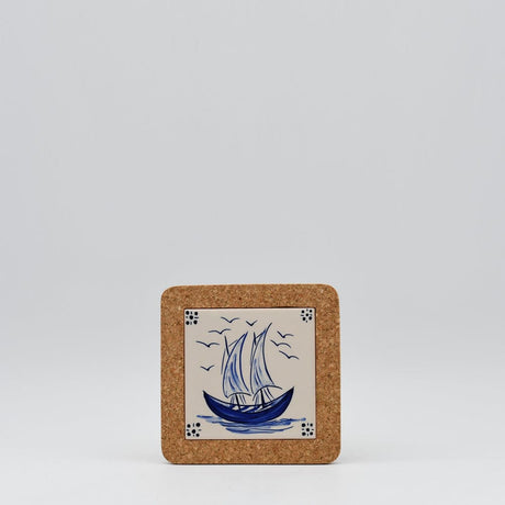 Azulejo I Ceramic and Cork Trivet - 5.9"