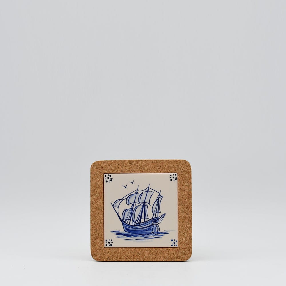 Azulejo I Ceramic and Cork Trivet - 5.9"