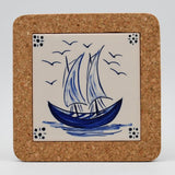 Azulejo I Ceramic and Cork Trivet - 5.9" Pattern #1