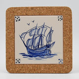 Azulejo I Ceramic and Cork Trivet - 5.9" Pattern #2