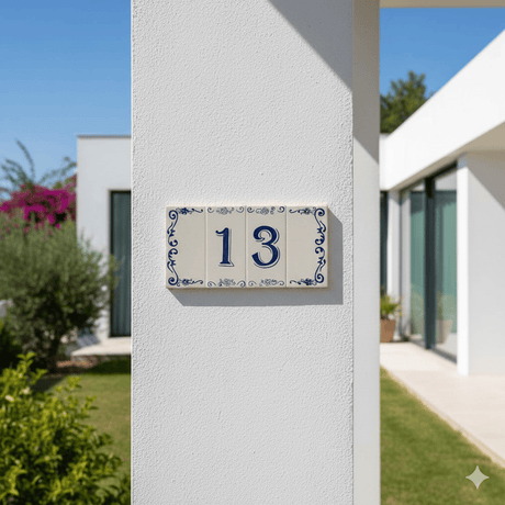 Azulejo I Street Number Portuguese Tile - 9