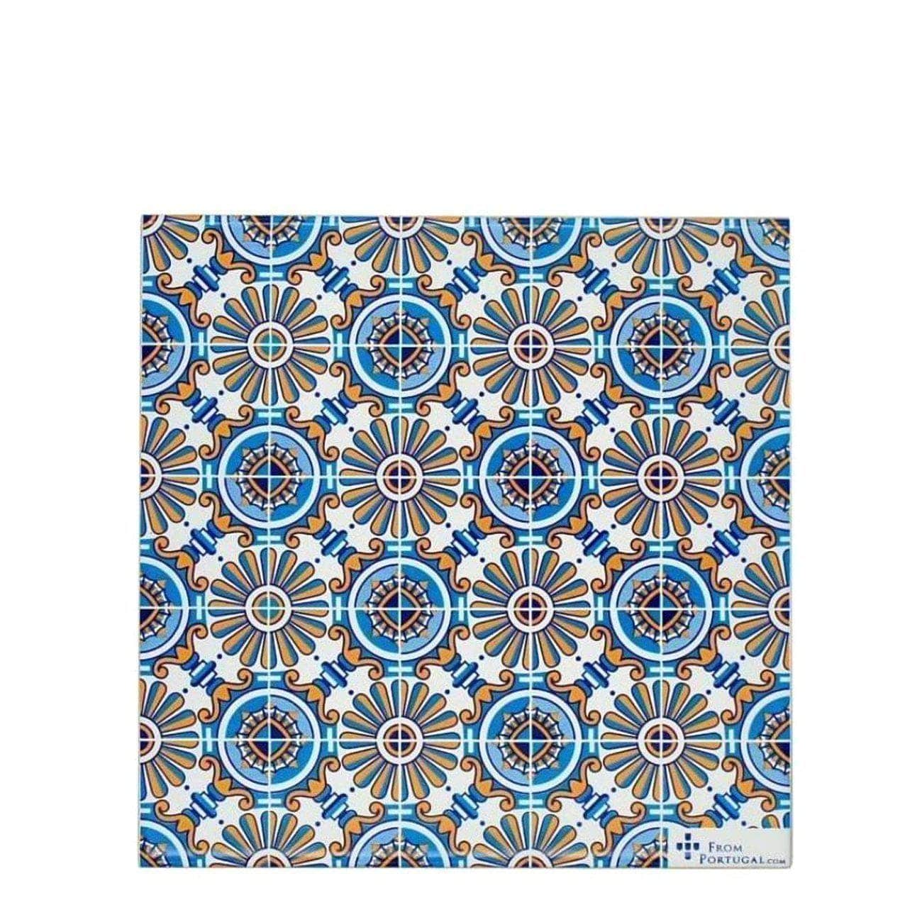 Azulejos I Ceramic and Cork Trivet - 5.9" Motif 7