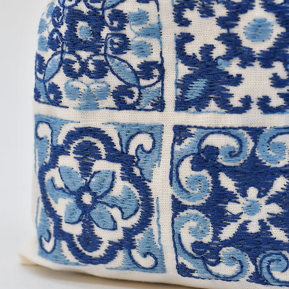 Azulejos I Embroidered Linen Lavender Bag