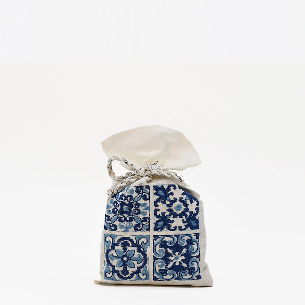 Azulejos I Embroidered Linen Lavender Bag