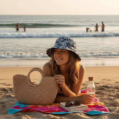 Bob réversible en coton - Bleu