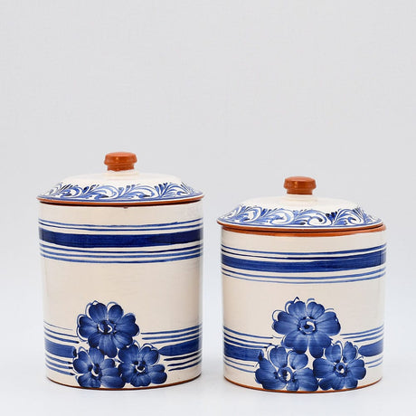 Boite de cuisine en terre cuite - Bleues
