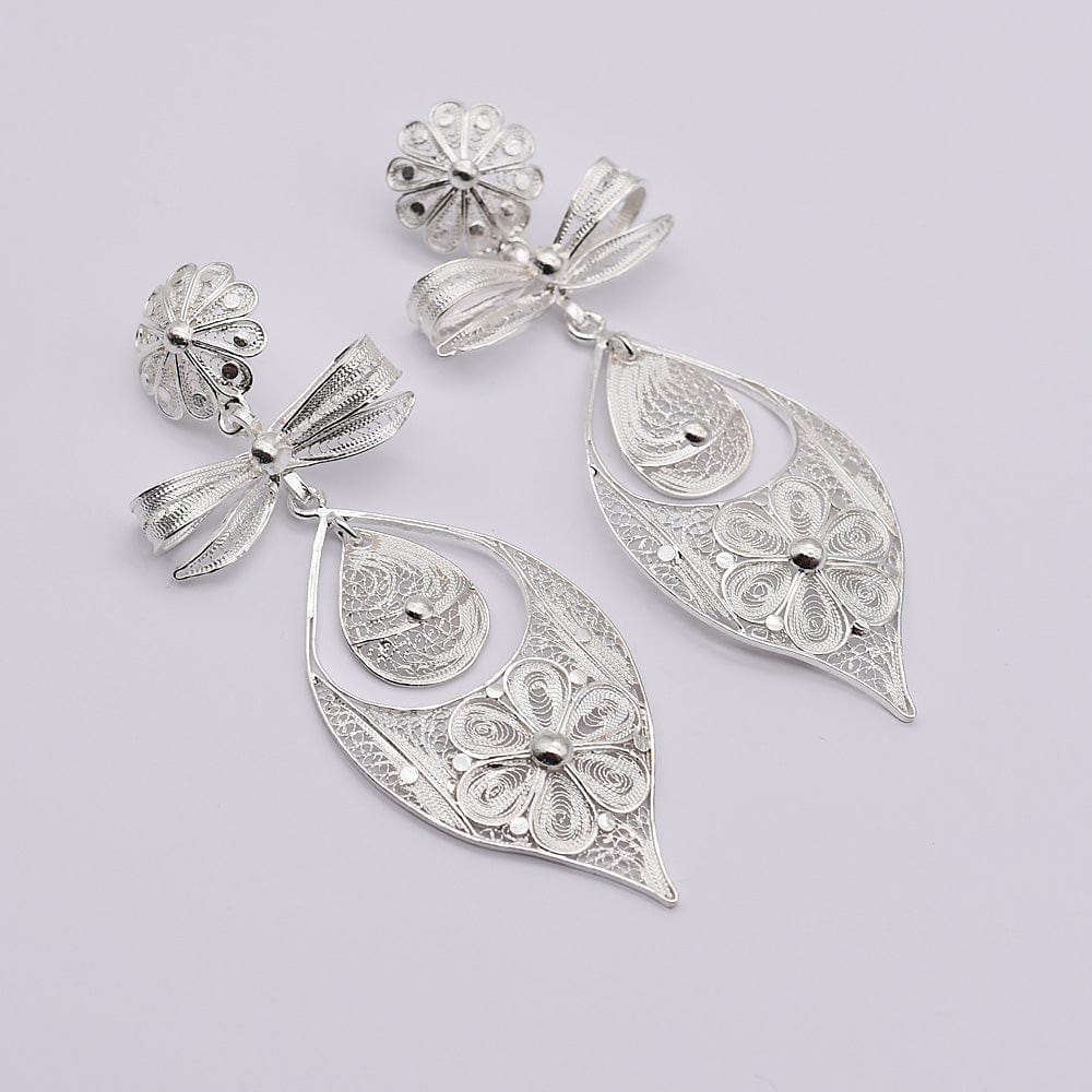 Brincos À Princesa I Silver Filigree Earrings 0.9 oz - 3.5"