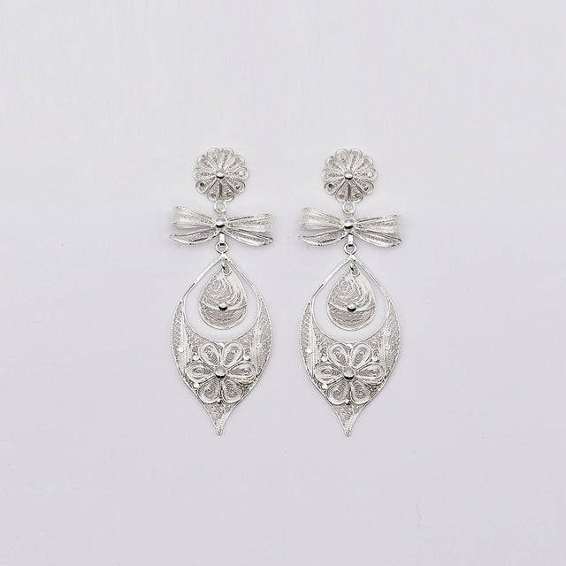 Brincos À Princesa I Silver Filigree Earrings 0.9 oz - 3.5"