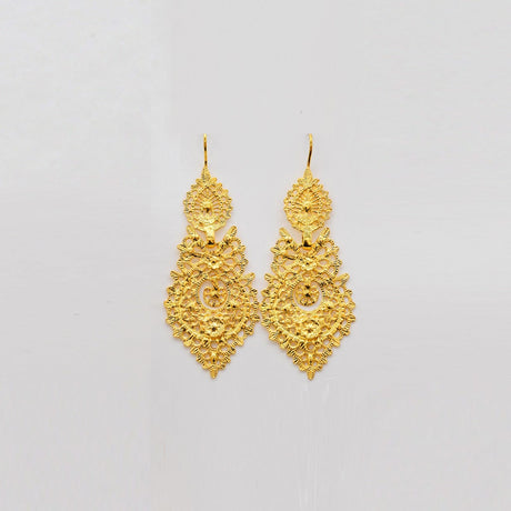 Brincos À Rainha I Boucles d'oreille en argent doré - 5.5cm