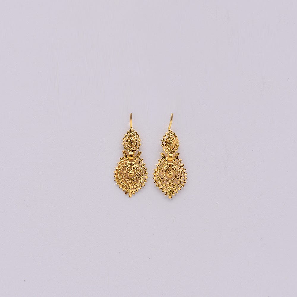 Brincos Á Rainha I Gold-plated Filigree Earrings 0.2 oz - 1.0''