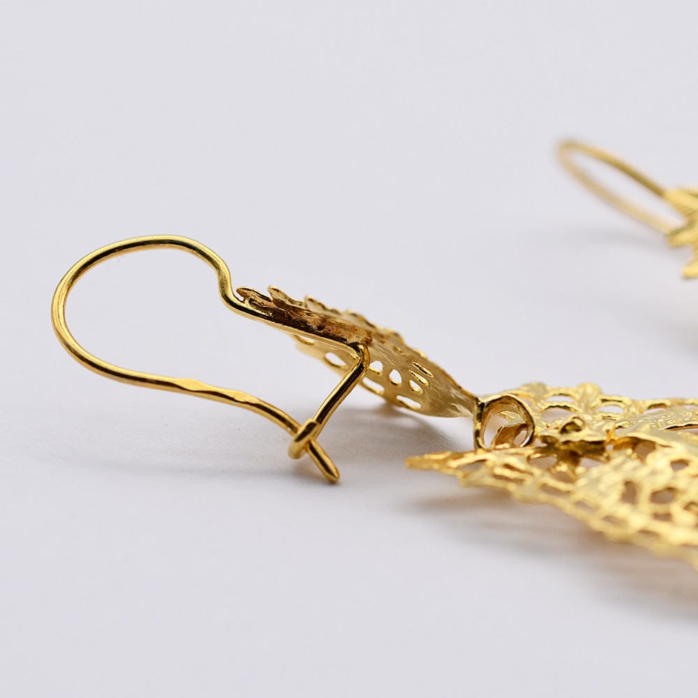 Brincos À Rainha I Gold-plated Silver Filigree Earrings 0.3 oz - 2.0"