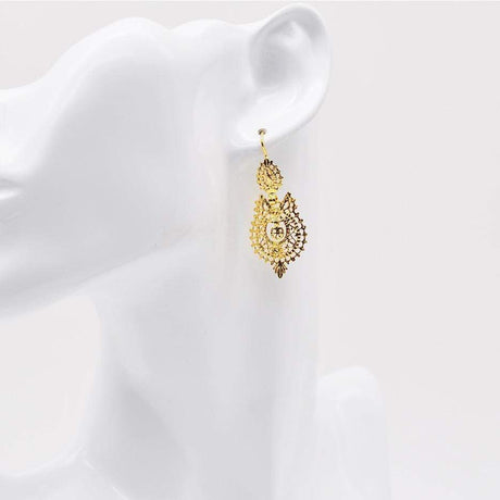 Brincos À Rainha I Gold-plated Silver Filigree Earrings 0.8 oz - 1.4''