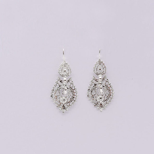 Brincos À Rainha I Silver Filigree Earrings 0.8 oz - 1.4''