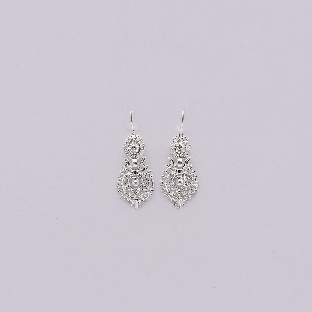 Brincos À Rainha I Silver Filigree Earrings - 1.0''