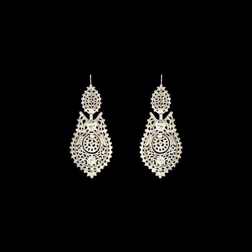 Brincos À Rainha I Silver Filigree Earrings 1.8 oz - 2.6''