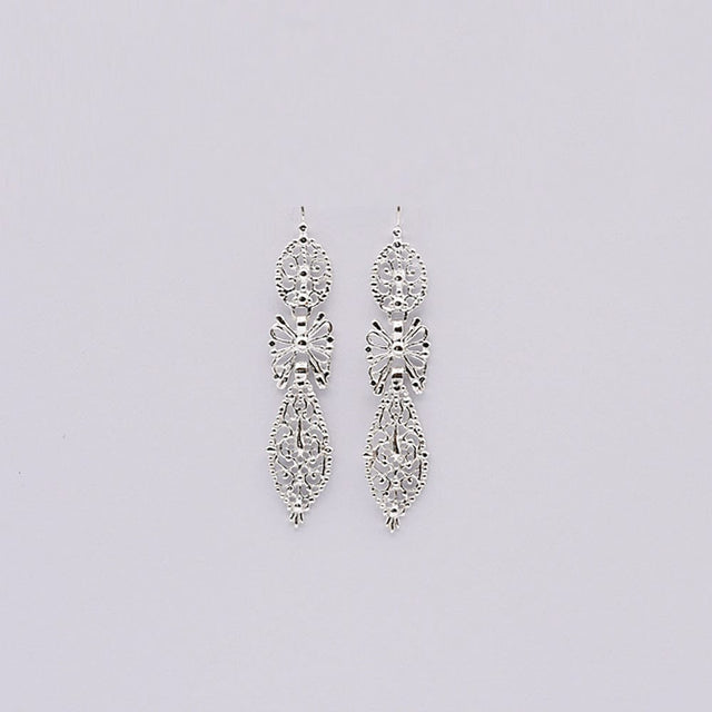 Brincos À Rei I Silver Filigree Earrings 0.3 oz - 2.4"