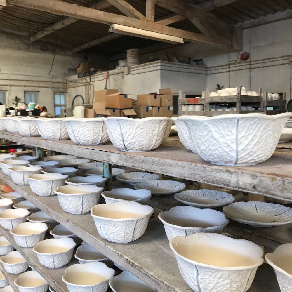 Cabbage-shaped Ceramic Salad Bowl - White