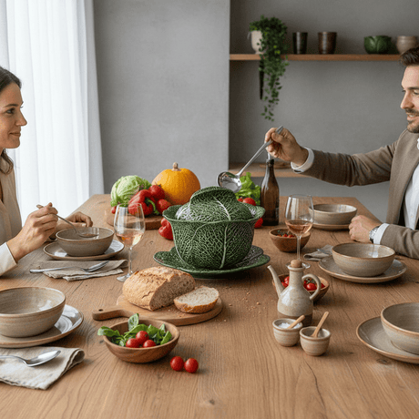 Cabbage-shaped Ceramic Tureen - 10.6''