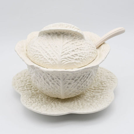Cabbage-shaped Ceramic Tureen - 10.6"