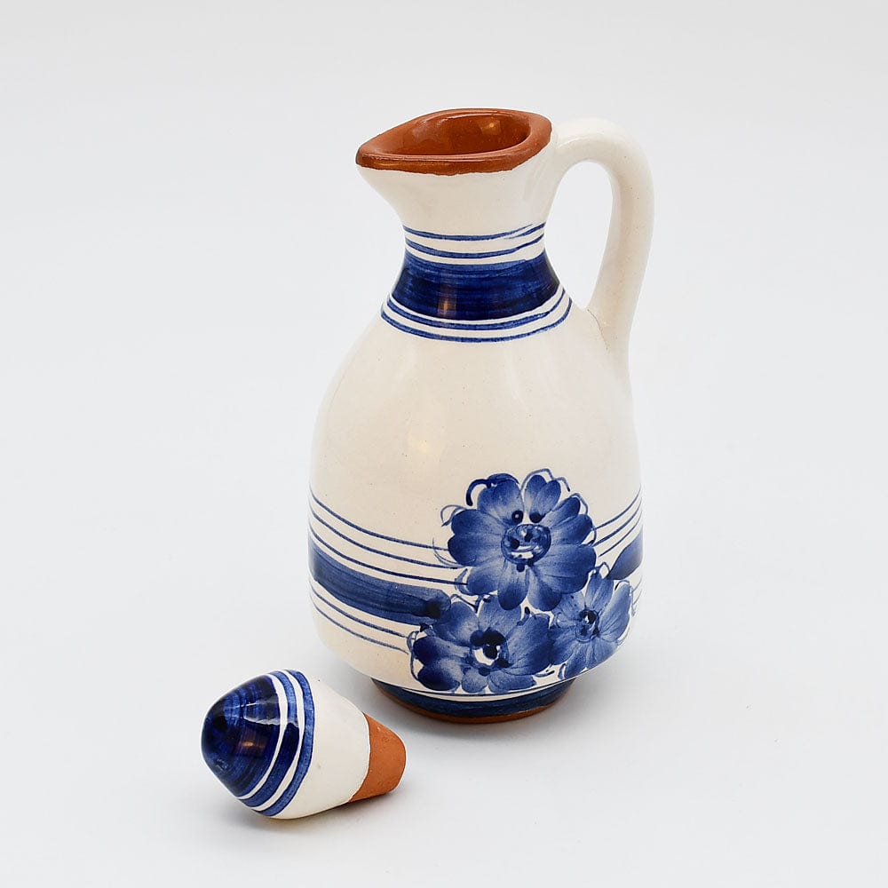 Carafe à huile en terre cuite - Bleue