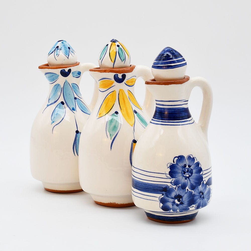 Carafe à huile en terre cuite - Bleue