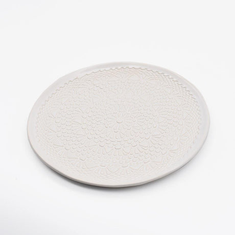 Carimbada I Handmade Ceramic Plate 7.9" - White
