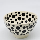 Ceramic Salad Bowl with Black Dots