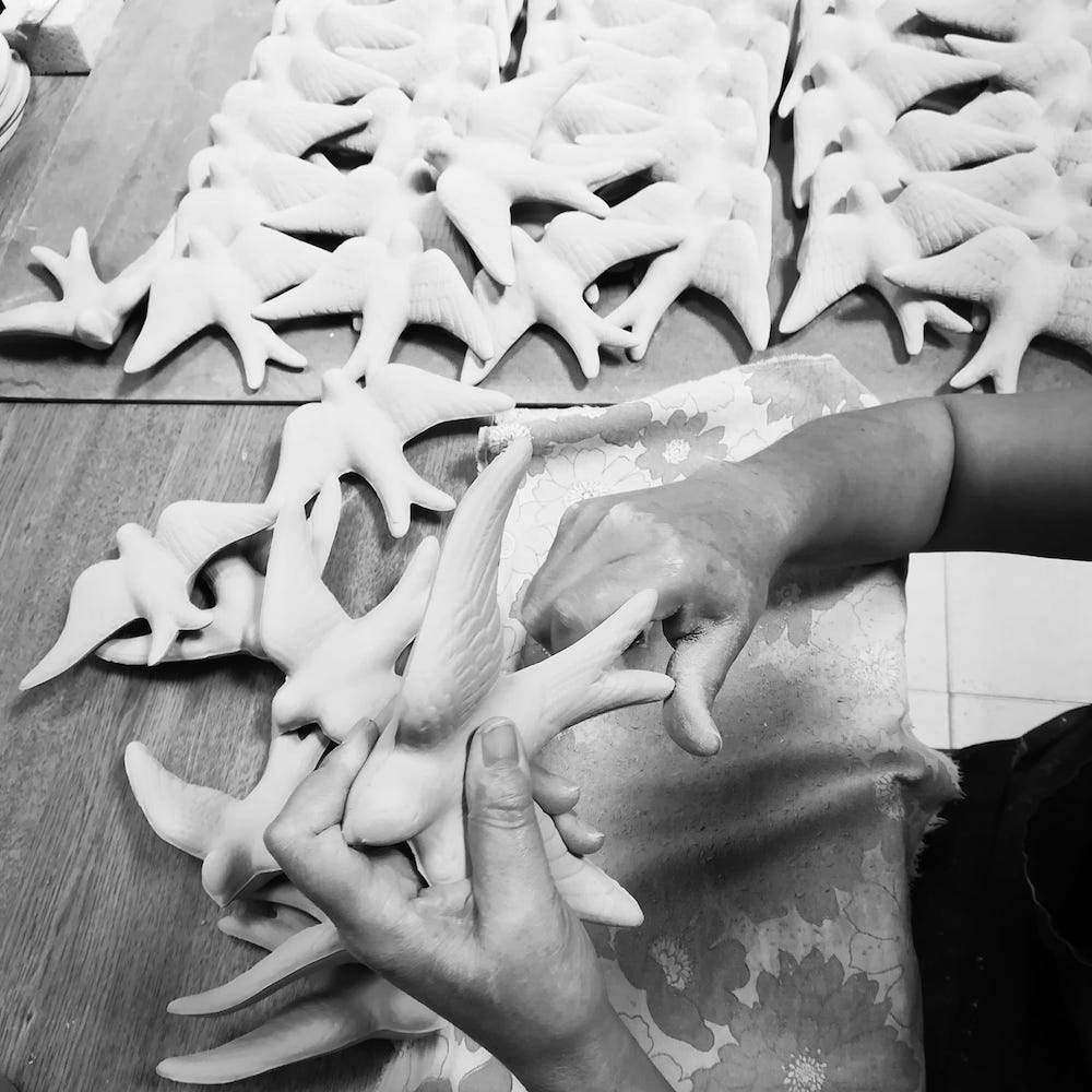 Ceramic Swallow - Bright Red