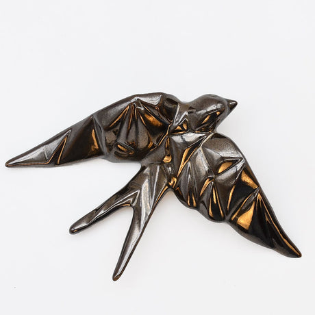 Ceramic Swallow Origami Style - Bronze Tone